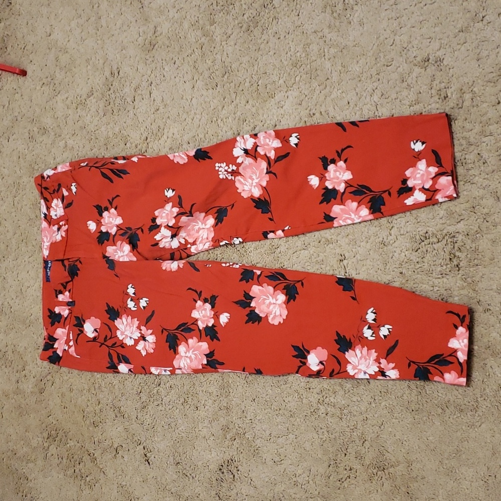 Red floral pants